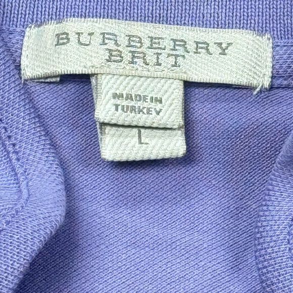 Burberry Brit Lilac Cotton Pique V-Neck Polo Shirt Women’s Large - Picture 2 of 4